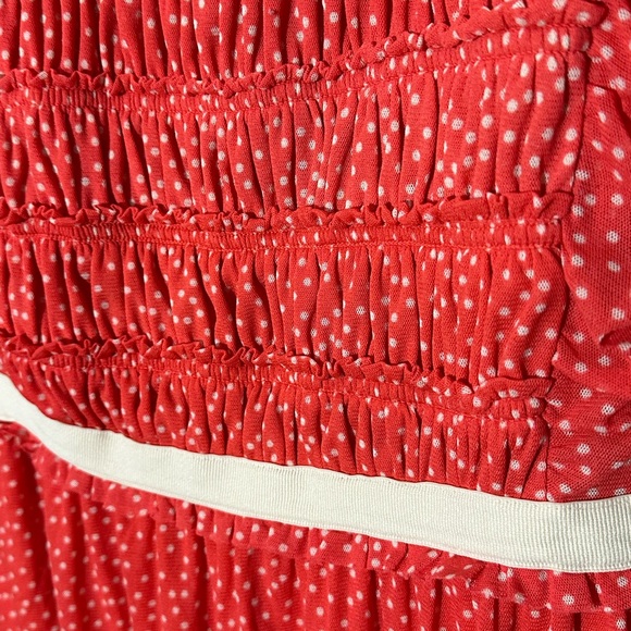 POSTMARK ANTHROPOLOGIE POLKA DOT KEYHOLE BACK DRESS RUCHED BODICE SIZE LARGE - Picture 3 of 6